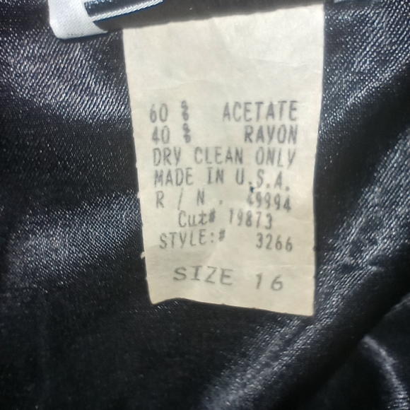 Vintage R&M Richards Black Satin Long Jacket w/ Frog Closure & Pants Set Size 16 - Picture 3 of 9